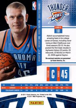 2010-11 Panini Absolute Memorabilia - Rookie Materials Jumbo Jersey Numbers Basketball #161 Cole Aldrich Back