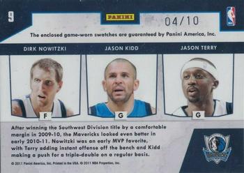 2010-11 Panini Absolute Memorabilia - Team Trios NBA Materials Prime #9 Dirk Nowitzki / Jason Kidd / Jason Terry Back