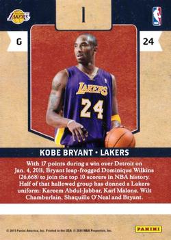 2010-11 Panini Classics - Dress Code #1 Kobe Bryant Back