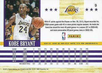 2010-11 Panini Classics - 2011-12 Hoops Previews #9 Kobe Bryant Back