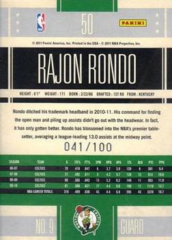 2010-11 Panini Classics - Timeless Tributes Gold #50 Rajon Rondo Back