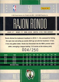 2010-11 Panini Classics - Timeless Tributes Silver #50 Rajon Rondo Back