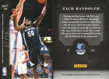 2010-11 Panini Elite Black Box - Elite Series Signatures #56 Zach Randolph Back