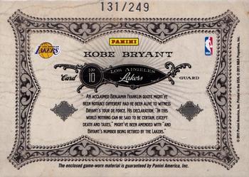 2010-11 Panini Gold Standard - Gold Crowns Materials #10 Kobe Bryant Back