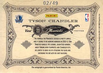 2010-11 Panini Gold Standard - Gold Crowns Signatures #20 Tyson Chandler Back
