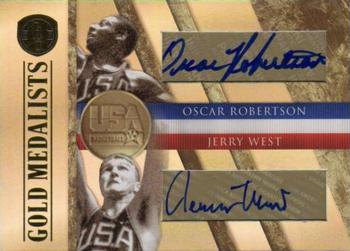 2010-11 Panini Gold Standard - Gold Medalists Signatures Dual #17 Oscar Robertson / Jerry West Front