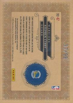 2010-11 Panini Gold Standard - Gold Nuggets Materials Signatures #47 Stephen Curry Back