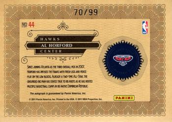 2010-11 Panini Gold Standard - Gold Nuggets Signatures #44 Al Horford Back