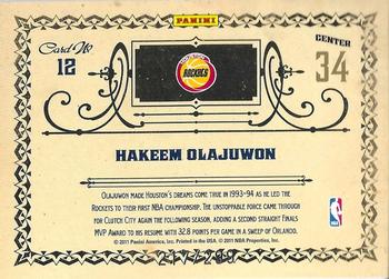 2010-11 Panini Gold Standard - Gold Rings #12 Hakeem Olajuwon Back