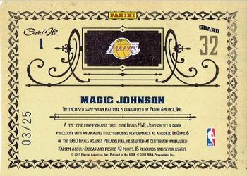 2010-11 Panini Gold Standard - Gold Rings Materials Prime #1 Magic Johnson Back
