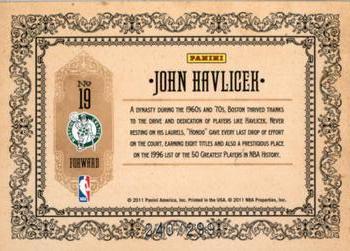 2010-11 Panini Gold Standard - Golden Anniversary #19 John Havlicek Back