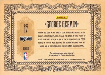 2010-11 Panini Gold Standard - Golden Anniversary Materials #17 George Gervin Back