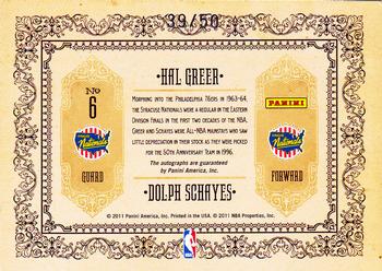 2010-11 Panini Gold Standard - Golden Anniversary Signatures Dual #6 Hal Greer / Dolph Schayes Back