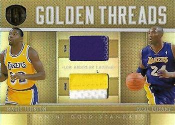2010-11 Panini Gold Standard - Golden Threads Materials Prime #2 Magic Johnson / Kobe Bryant Front