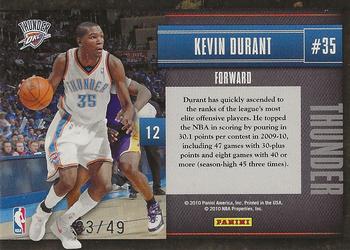 2010-11 Panini Limited - Team Trademarks Silver Spotlight #12 Kevin Durant Back
