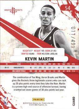2010-11 Panini Rookies & Stars - Gold #54 Kevin Martin Back
