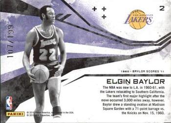 2010-11 Panini Rookies & Stars - Moments in Time Holofoil #2 Elgin Baylor Back