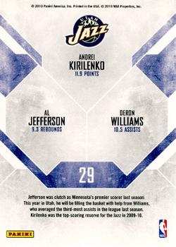 2010-11 Panini Rookies & Stars - Team Leaders #29 Al Jefferson / Andrei Kirilenko / Deron Williams Back