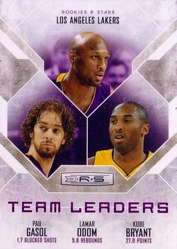 2010-11 Panini Rookies & Stars - Team Leaders Gold #13 Pau Gasol / Lamar Odom / Kobe Bryant Front