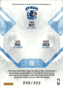 2010-11 Panini Rookies & Stars - Team Leaders Gold #19 Chris Paul / David West / Trevor Ariza Back