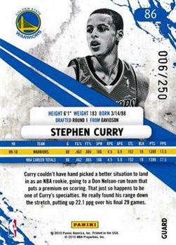 2010-11 Panini Rookies & Stars Longevity - Ruby #86 Stephen Curry Back