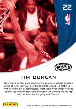 2010-11 Panini Season Update - All-Stars #22 Tim Duncan Back