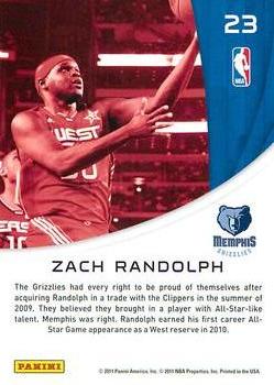 2010-11 Panini Season Update - All-Stars #23 Zach Randolph Back