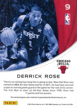 2010-11 Panini Season Update - All-Stars Materials #9 Derrick Rose Back