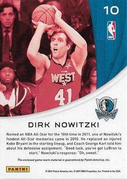 2010-11 Panini Season Update - All-Stars Materials #10 Dirk Nowitzki Back