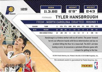 2010-11 Panini Threads - Jerseys #125 Tyler Hansbrough Back