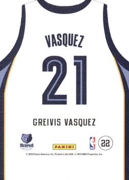 2010-11 Panini Threads - Rookie Team Threads Home #22 Greivis Vasquez Back