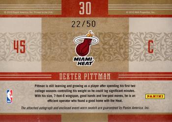 2010-11 Panini Timeless Treasures - NBA Apprentice Materials Signatures #30 Dexter Pittman Back