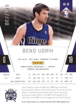 2010-11 Panini Totally Certified - Totally Blue #63 Beno Udrih Back