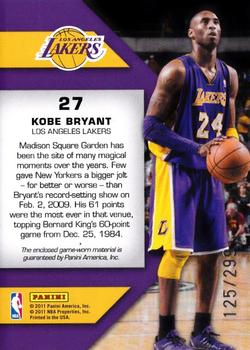 2010-11 Panini Totally Certified - Fabric of the Game Jumbo Team #27 Kobe Bryant Back