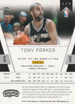2010-11 Panini Totally Certified - Totally Red #117 Tony Parker Back