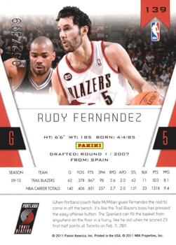 2010-11 Panini Totally Certified - Totally Red #139 Rudy Fernandez Back