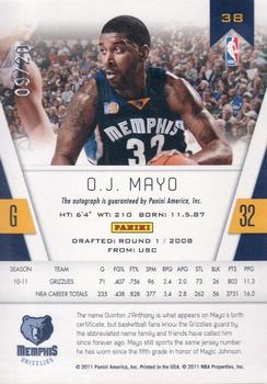 2010-11 Panini Totally Certified - Red Autographs #38 O.J. Mayo Back