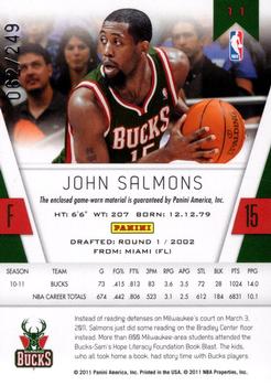 2010-11 Panini Totally Certified - Totally Red Materials #11 John Salmons Back