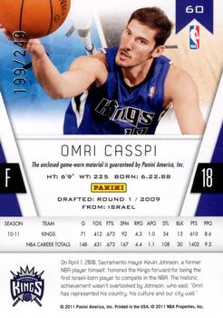 2010-11 Panini Totally Certified - Totally Red Materials #60 Omri Casspi Back