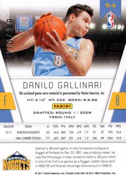 2010-11 Panini Totally Certified - Totally Red Materials #94 Danilo Gallinari Back