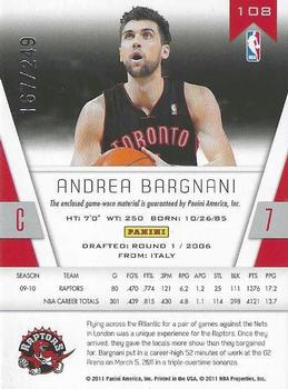 2010-11 Panini Totally Certified - Totally Red Materials #108 Andrea Bargnani Back