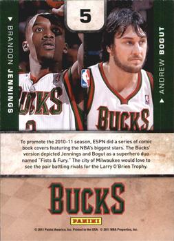 2010-11 Playoff Contenders Patches - One-Two Punch #5 Brandon Jennings / Andrew Bogut Back