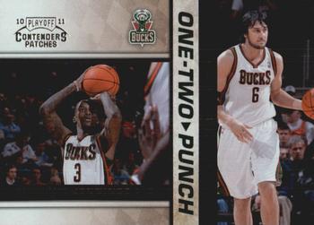 2010-11 Playoff Contenders Patches - One-Two Punch #5 Brandon Jennings / Andrew Bogut Front