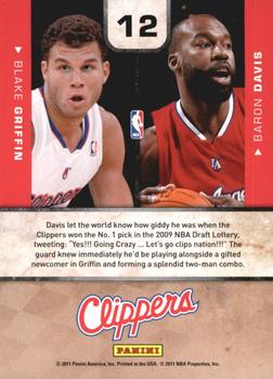 2010-11 Playoff Contenders Patches - One-Two Punch #12 Blake Griffin / Baron Davis Back