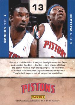 2010-11 Playoff Contenders Patches - One-Two Punch #13 Ben Gordon / Ben Wallace Back