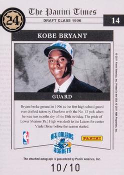 2010-11 Playoff Contenders Patches - Place in History Autographs Black #14 Kobe Bryant Back