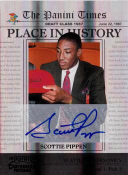 2010-11 Playoff Contenders Patches - Place in History Autographs Black #23 Scottie Pippen Front