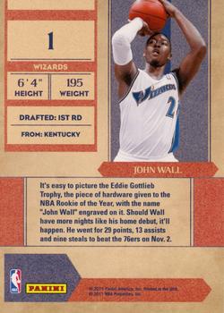 2010-11 Playoff Contenders Patches - Rookie of the Year Contenders #1 John Wall Back