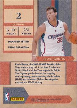 2010-11 Playoff Contenders Patches - Rookie of the Year Contenders #2 Blake Griffin Back