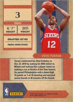 2010-11 Playoff Contenders Patches - Rookie of the Year Contenders #3 Evan Turner Back